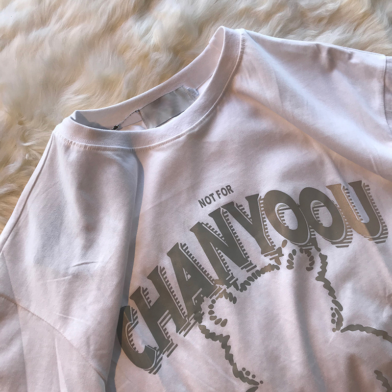 Official map real price cotton large women's summer new bear letter print short sleeve T-shirt