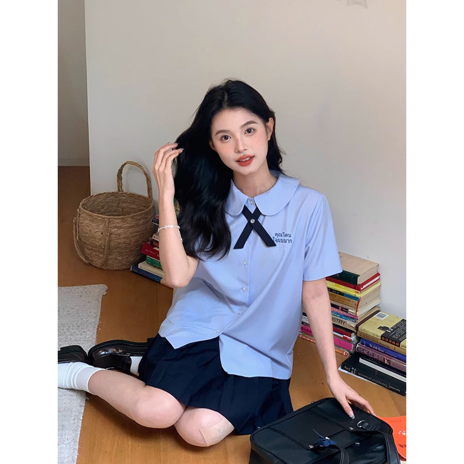 泰式学院风JK制服短袖衬衫