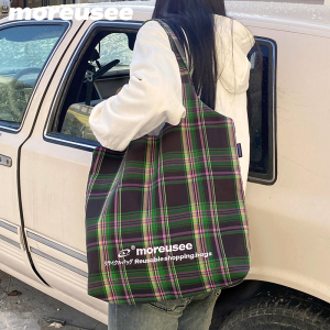 木与石韩国小众chic风大容量简约百搭单肩包大学生帆布包女购物袋