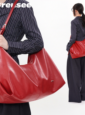 红色新娘可用日常婚包通勤极简hobo包包单肩斜挎包女大容量托特包