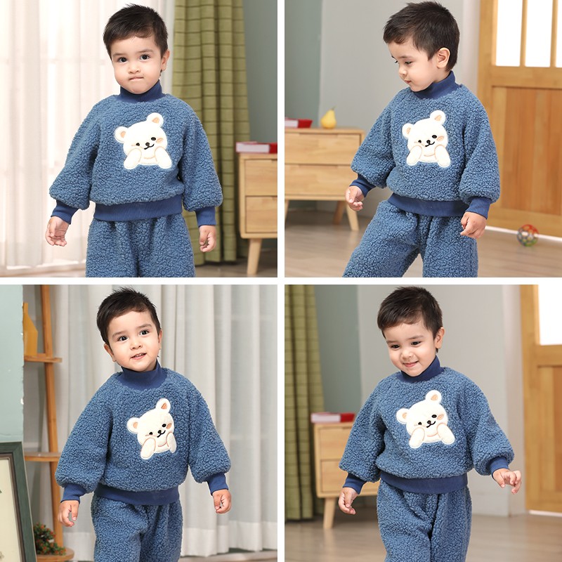 婴儿保暖套装加绒卫衣