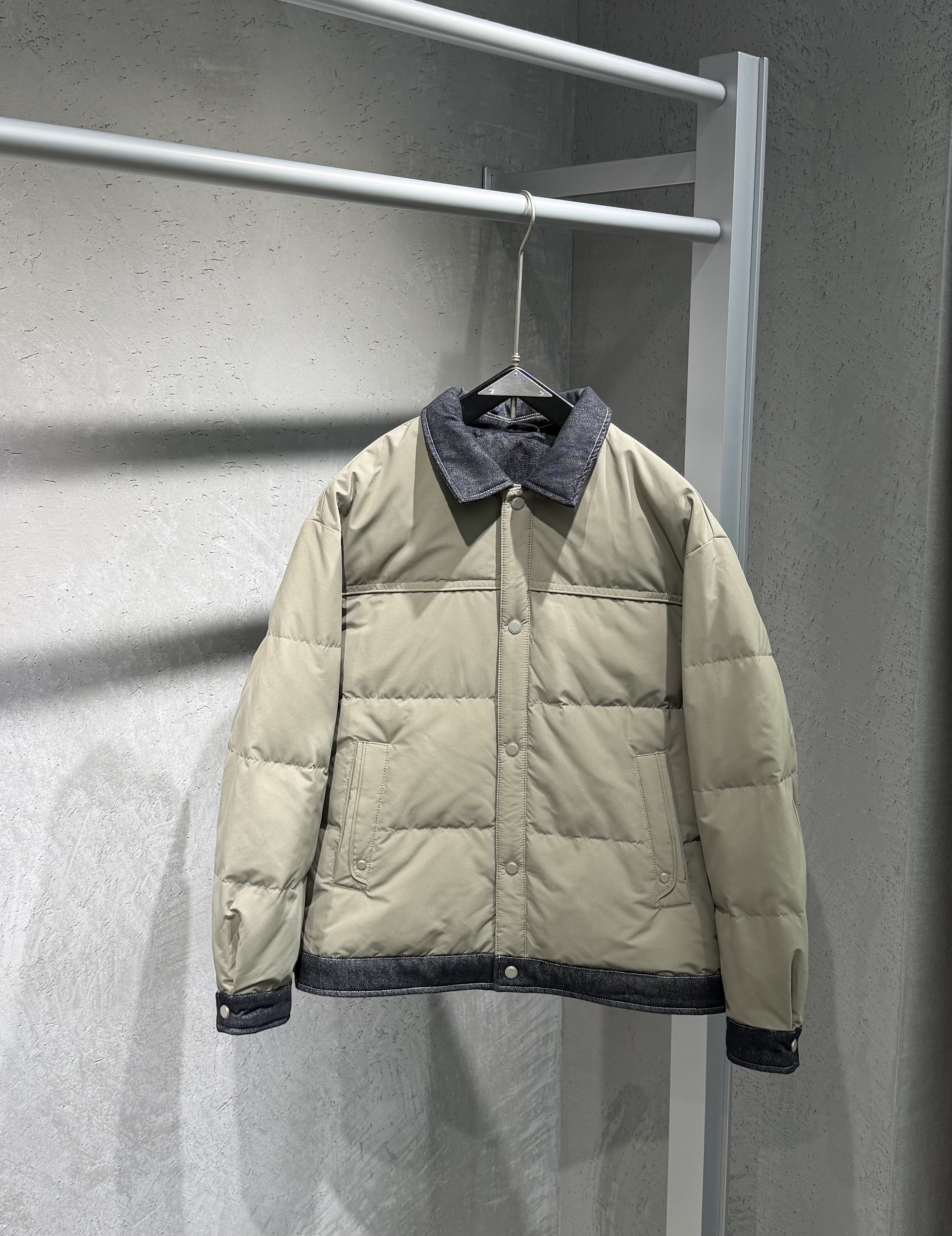 冬季新款男士90白鸭绒拼接翻领羽绒服日系简约百搭加厚保暖羽绒衣