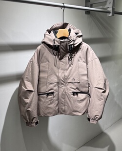 新款 加厚保暖工装 男士 阔版 羽绒冲锋衣潮 机能风连帽羽绒服美式 冬季