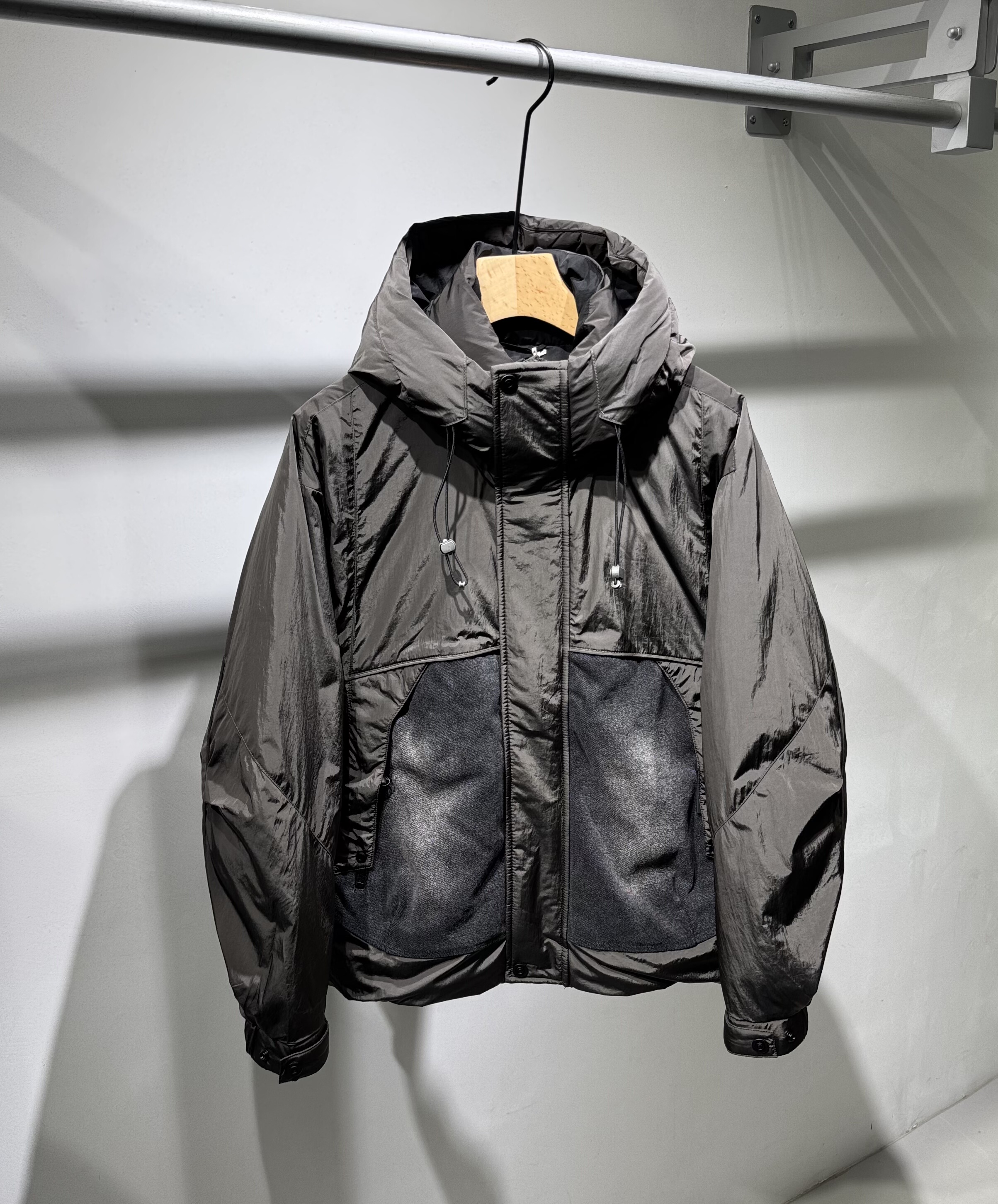 冬季新款男士拼接连帽羽绒服美式潮流宽松休闲加厚保暖防寒羽绒衣