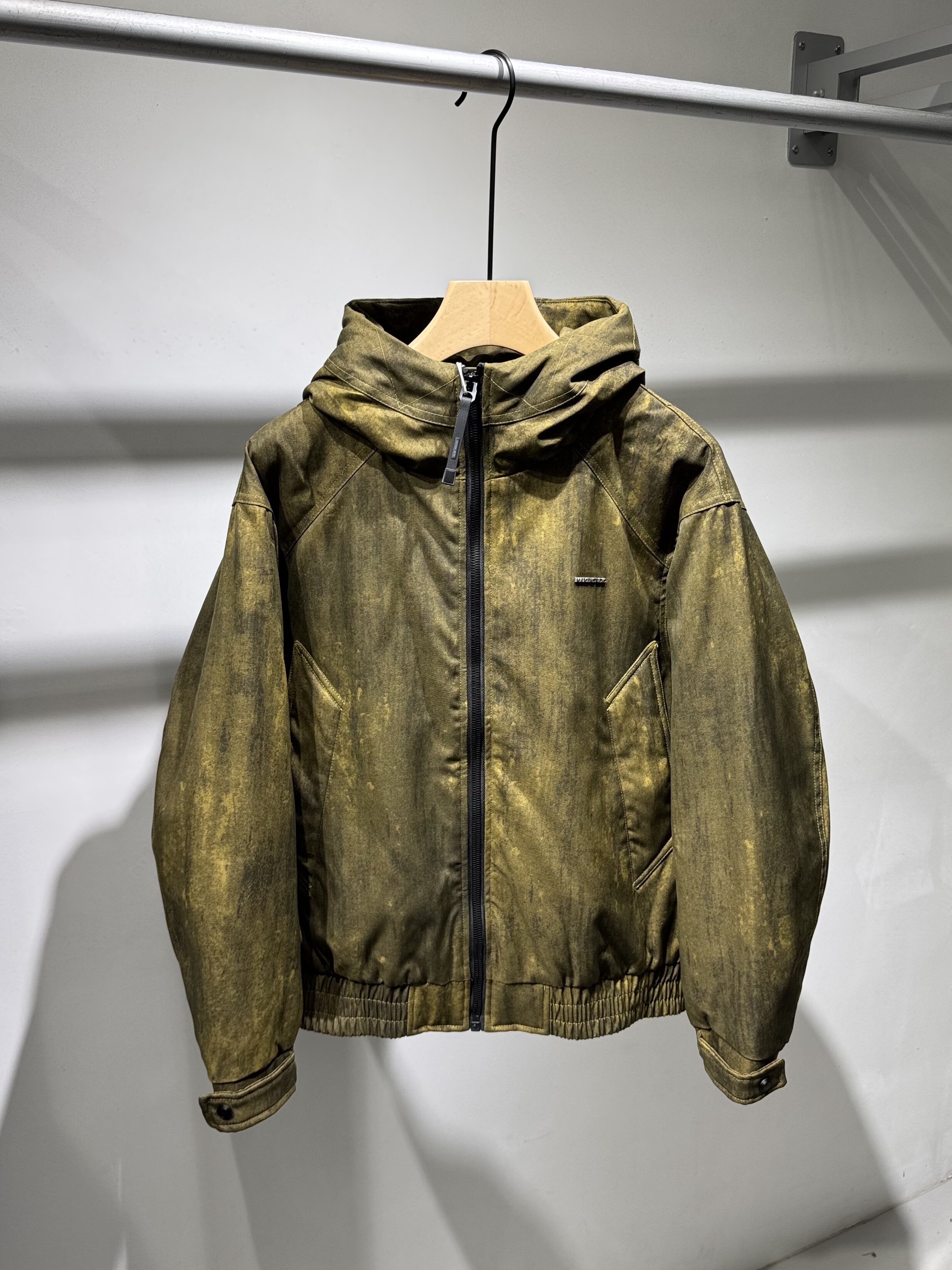 冬季新款男士美式复古做旧连帽羽绒服潮流宽松加厚保暖羽绒衣外套