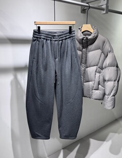 含羊毛加绒休闲裤 男士 简约百搭宽松阔腿长裤 弯刀裤 潮 冬季 长裤 新款