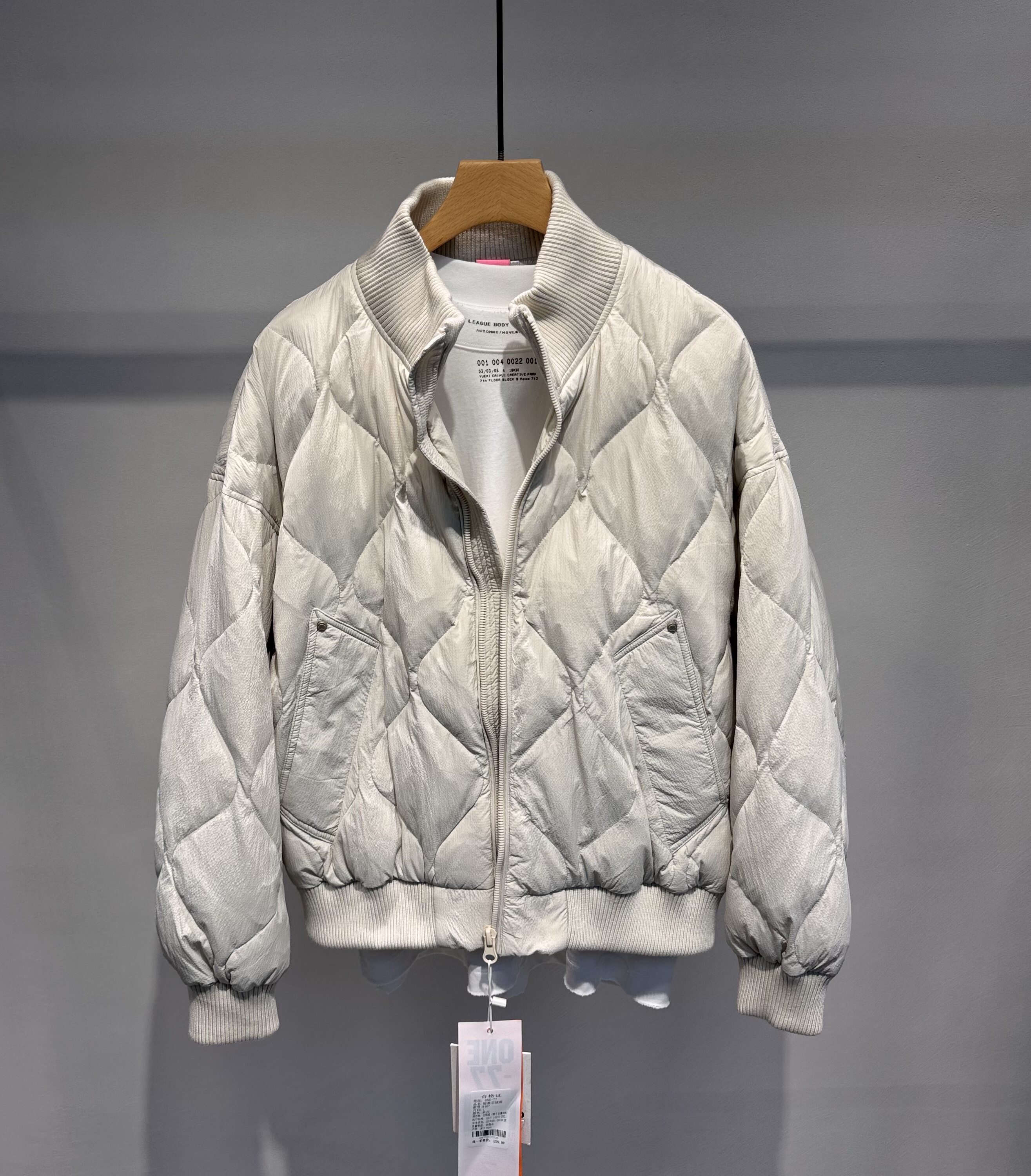 冬季新款男士立领90白鸭绒羽绒服美式菱形格设计宽松百搭羽绒外套