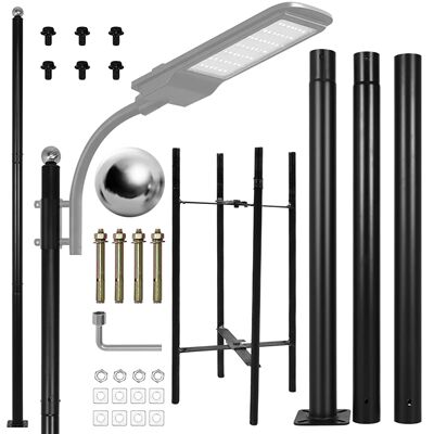 10Ft Tall Metal Split Road Poles with Rebar Cage Base
