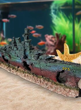 Aquarium Creative Warship Wreckage Reusable Warship