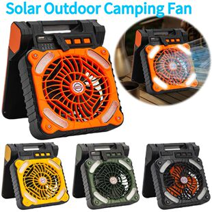Solar Outdoor Camping Fan with LED Light 5200mAh Solar