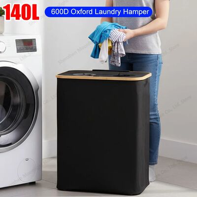140L Laundry Hamper 2 Section Extra Large Laundry Hamper