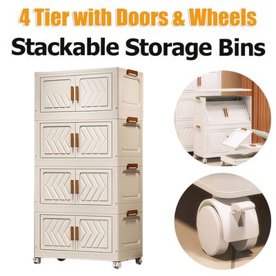 4 Tier Stackable Foldable Storage Organizer Bedroom Folding