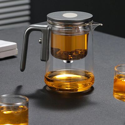Tea Pot Silver Grey 600ml Magnetic Water Separation Glass