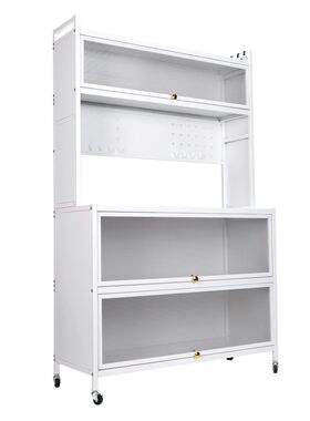 2Pcs 64 Inch Floor Storage Cabinet with Wheels Modern