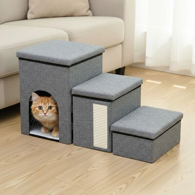 3 Levels Step Foldable Pet Stairs Anti Slip Pet Stairway