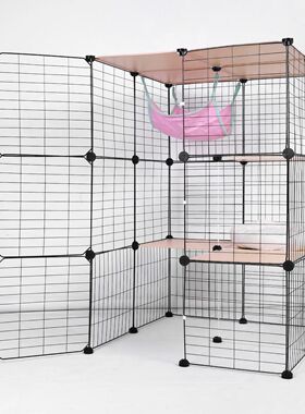 3-Tier Indoor Cat Enclosures W/ Hammock & Bed Cat Wire