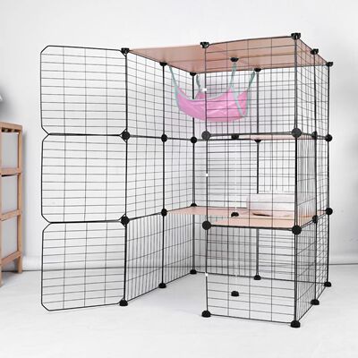 3-Tier Indoor Cat Enclosures W/ Hammock & Bed Cat Wire