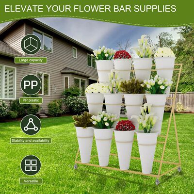 12 PCS Flower Display Stand Buckets White Plastic Plant