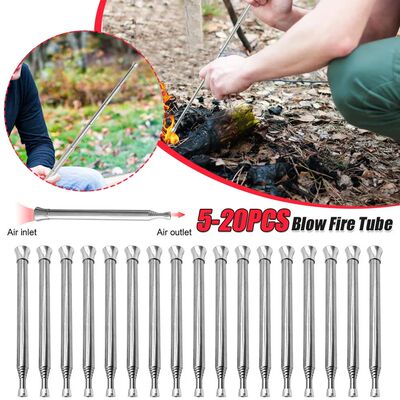5-20PCS Steel Outdoor Cooking Blow Fire Tube Portable