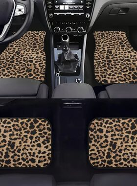 Leopard Print Car Floor Mats Set, All-Weather Universal