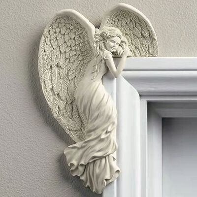 Resin Angel Wings Sculpture Art Door Frame Ornament 3D Door