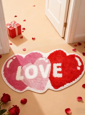 1PC Valentine's Day Heart-shaped Floor Mat - Soft,