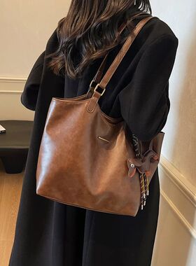 Women Vintage Shoulder Bag PU Leather Slouchy Tote Purse