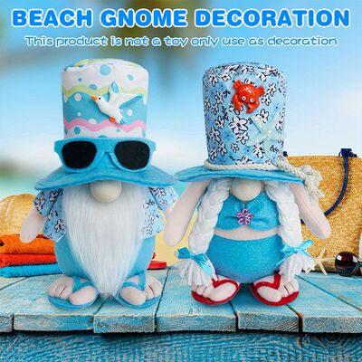 2Pcs Beach Gnomes Plush Summer Gnomes Decorations with