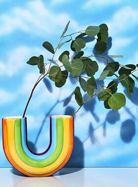 Creative Rainbow U Shape Vase Dried Flower Vase Resin