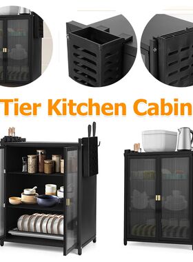 3-Tier Kitchen Countertop Cabinet Dustproof Dish Storage