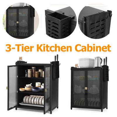 3-Tier Kitchen Countertop Cabinet Dustproof Dish Storage