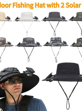 Solar Fan Outdoor Fishing Hat with 2 Solar Fan Wide Brim