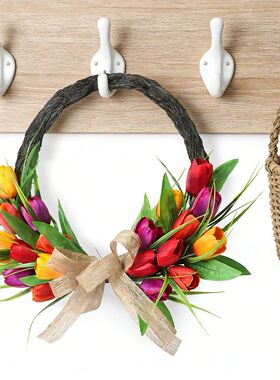 Artificial Flower Wreath 40cm Spring Summer Wreath Front