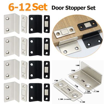 6/12 Set No-drill Magnetic Door Stop Strong L-shaped Door