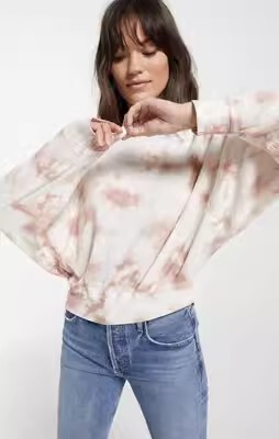 Z supply欧美22秋季新款INS进口混纺面料扎染短薄款长袖T恤 代700