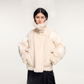 新款 UOOYAA 乌丫2025冬季 「奇幻精灵」毛毛拼接机车夹克羽绒服