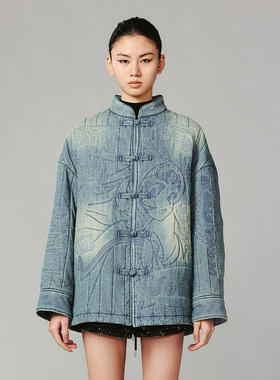 UOOYAA/乌丫俏皮美少女牛仔老棉袄