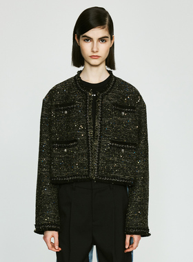 UOOYAA/乌丫经典「Vintage」系列复古老钱风亮片毛边外套