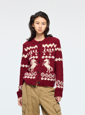 UOOYAA/乌丫2026春季新款「奇幻嘉年华」马年限定费尔岛毛开衫