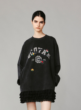 UOOYAA/乌丫经典学院印花T恤式连衣裙