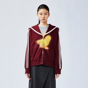 新款 鸭水洗印花海军领卫衣 乌丫2025春季 UOOYAA