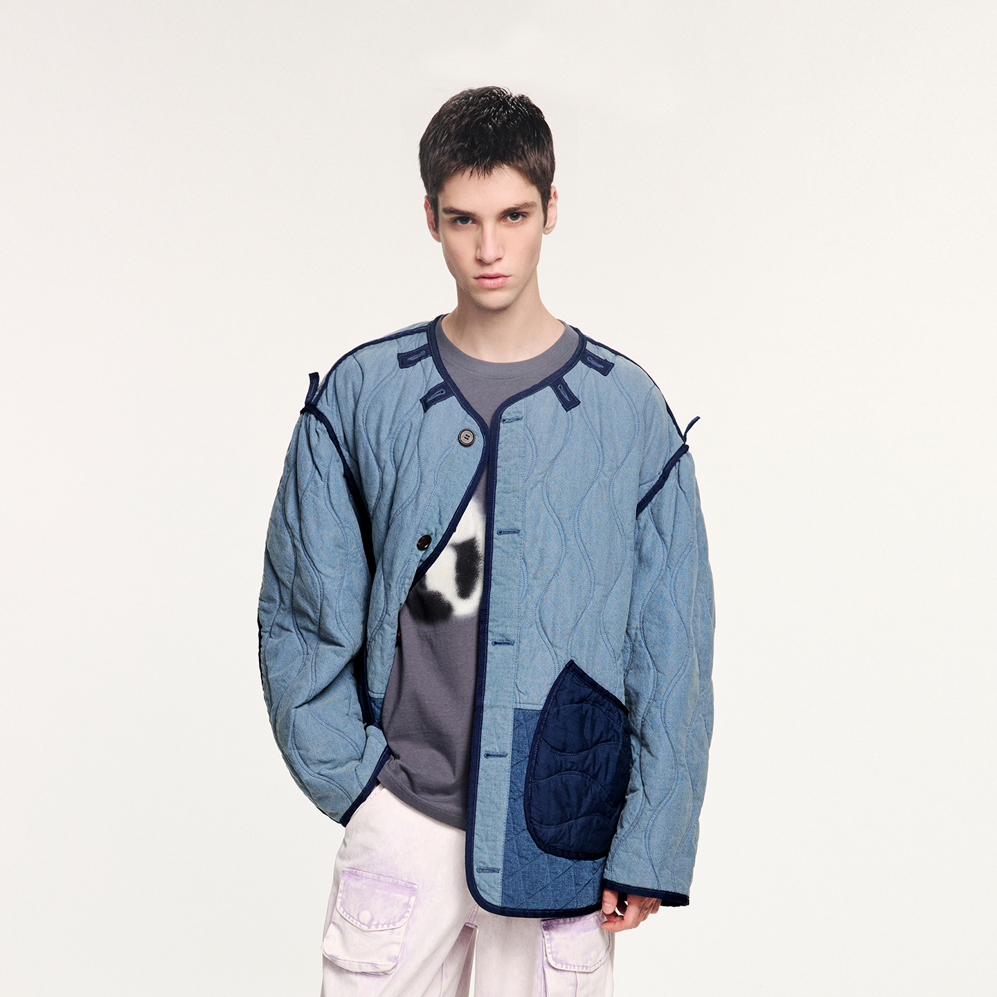 水洗牛仔蓝M65内胆棉服