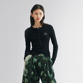 UOOYAA T恤 天丝羊毛亨利领长袖 乌丫2025秋季 新款