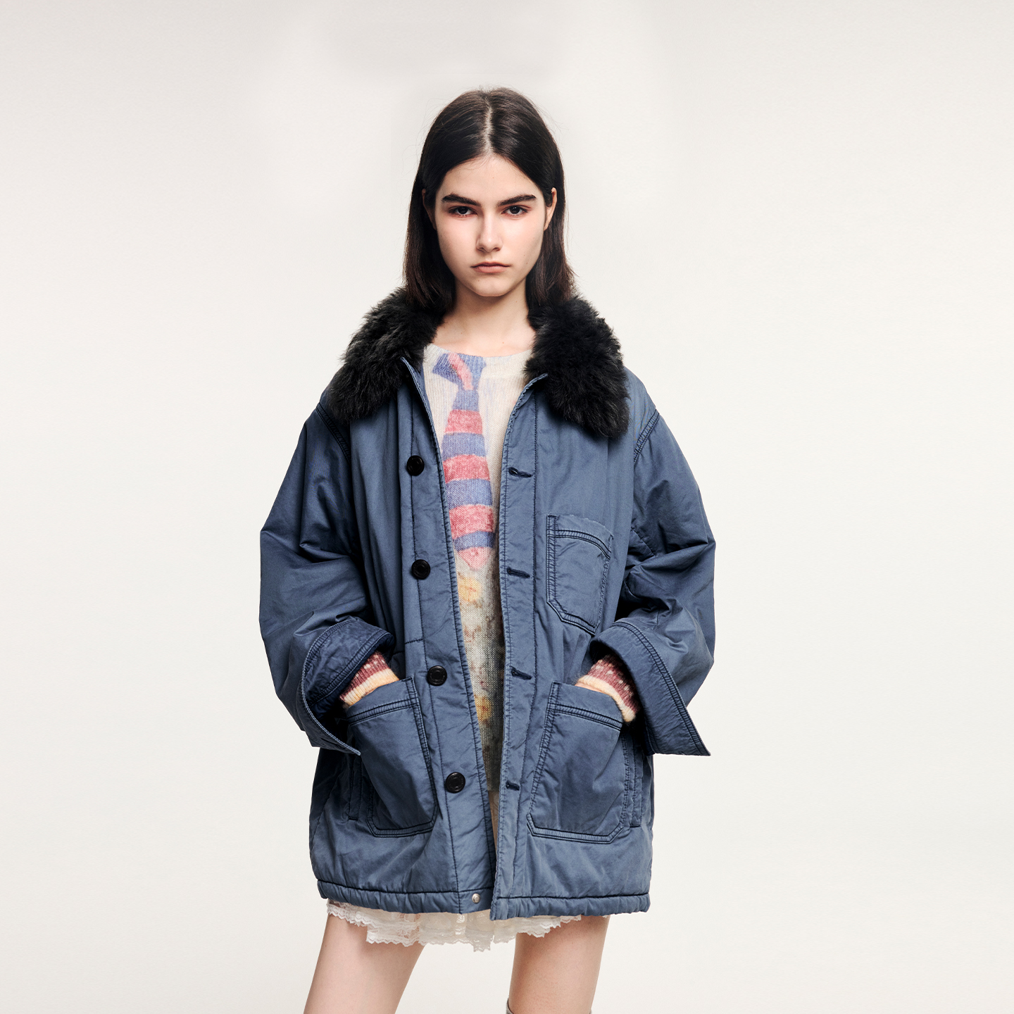 UOOYAA羊毛领法国工会棉夹克