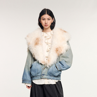 UOOYAA 「奇幻精灵」托斯卡纳羊毛Bomber牛仔夹克 乌丫2025冬新款