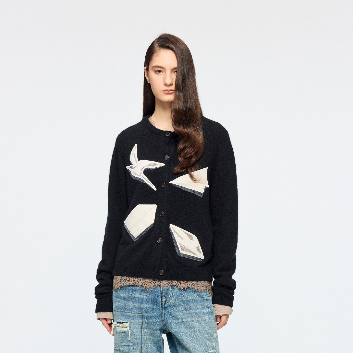 UOOYAA/乌丫2026春季新款「魔法花园」折纸飞鸟贴布刺绣毛开衫,女装/女士精品,毛针织衫,淘宝优惠券,粉丝福利购,淘宝优惠卷