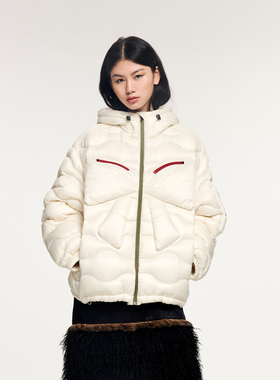 UOOYAA/乌丫2025冬季新款经典蝴蝶结户外鹅绒羽绒服