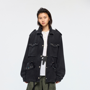 「奇幻都市」异形铆钉水洗夹克外套 新款 UOOYAA 乌丫2026春季