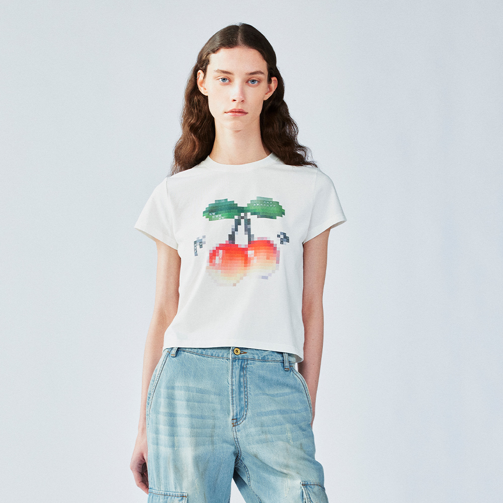 UOOYAA乌丫马赛克动感樱桃T恤