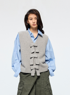 UOOYAA/乌丫2026春季新款「奇幻嘉年华」蝴蝶结毛衫马甲